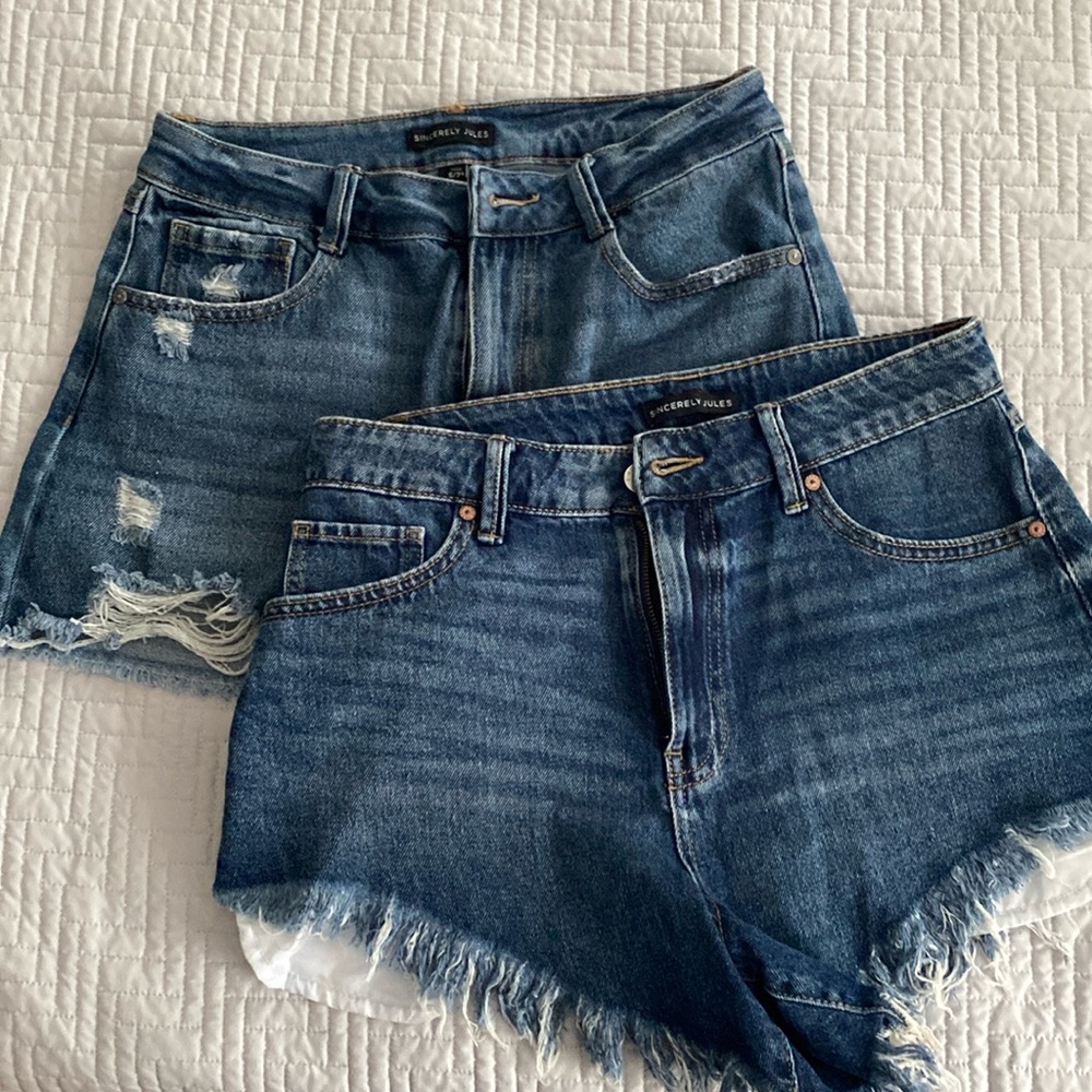 TWO pairs Sincerely Jules cutoff denim shorts size 5